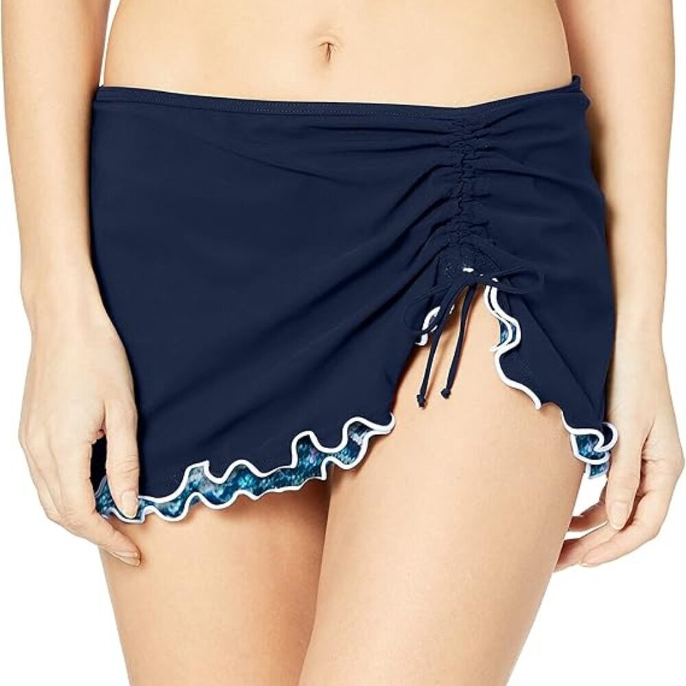 NWT Gottex Women's Lettuce Ruffle Side Tie Skirted Swimsuit Bottom 14